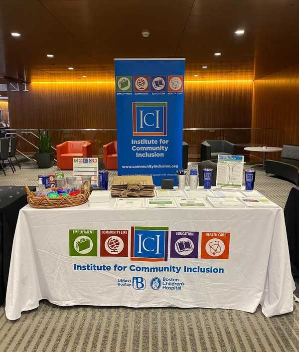 An ICI exhibit table, sharing ICI information and publications with APSE conference attendees.